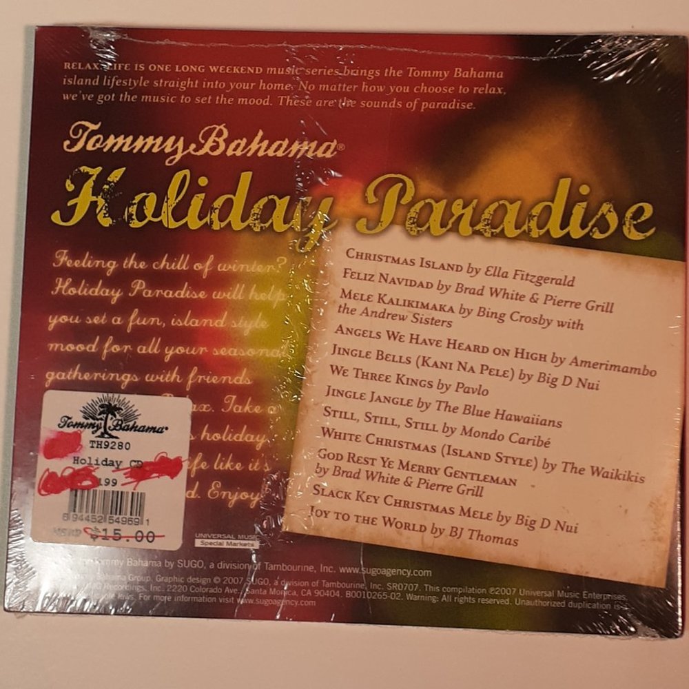Tommy Bahama HOLIDAY PARADISE, LIMITED EDITION CD sealed, new - Picture 2 of 2